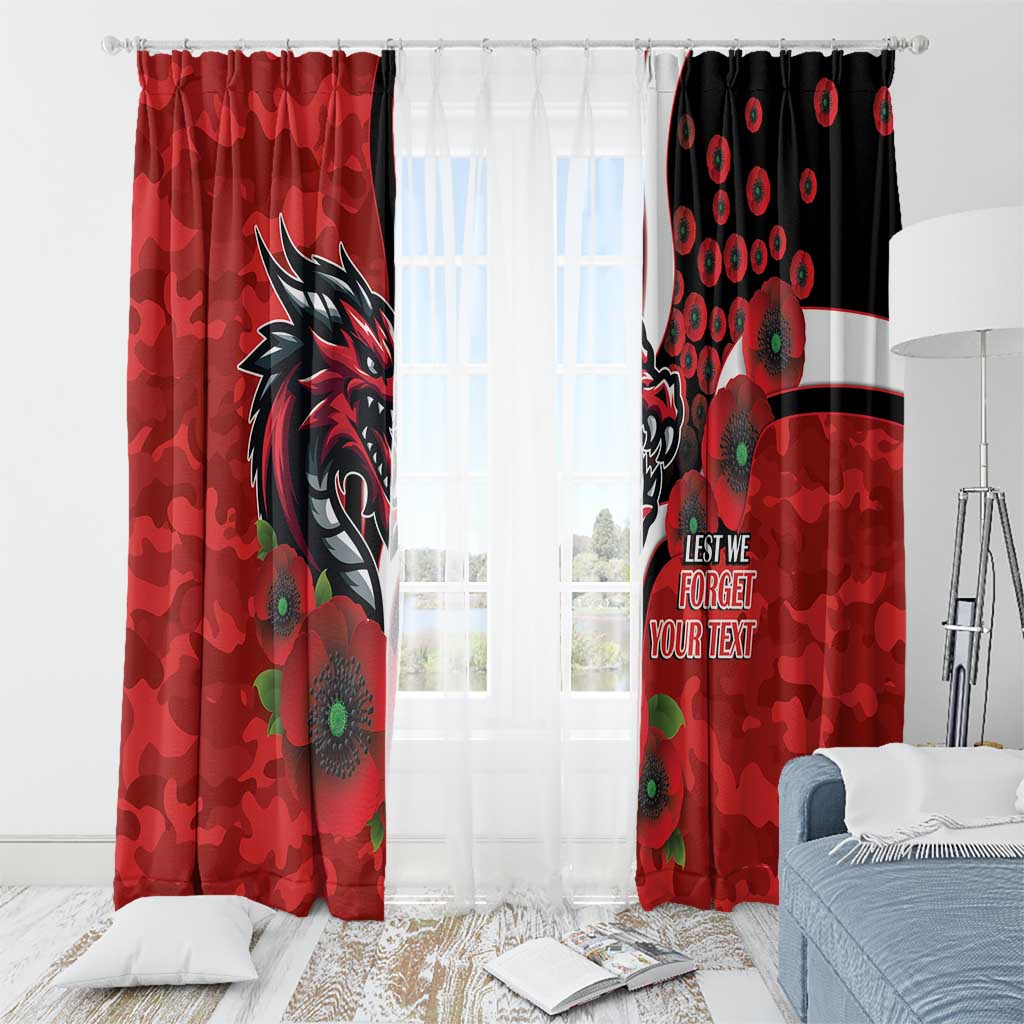 St George Illawarra Dragons ANZAC Personalised Window Curtain Lest We Forget Poppy Camo
