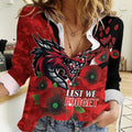 St George Illawarra Dragons ANZAC Personalised Women Casual Shirt Lest We Forget Poppy Camo