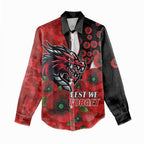 St George Illawarra Dragons ANZAC Personalised Women Casual Shirt Lest We Forget Poppy Camo