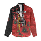 St George Illawarra Dragons ANZAC Personalised Women Casual Shirt Lest We Forget Poppy Camo