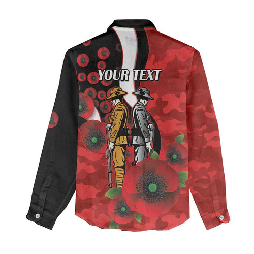 St George Illawarra Dragons ANZAC Personalised Women Casual Shirt Lest We Forget Poppy Camo