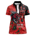 St George Illawarra Dragons ANZAC Personalised Women Polo Shirt Lest We Forget Poppy Camo