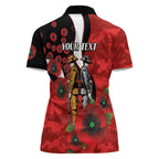 St George Illawarra Dragons ANZAC Personalised Women Polo Shirt Lest We Forget Poppy Camo