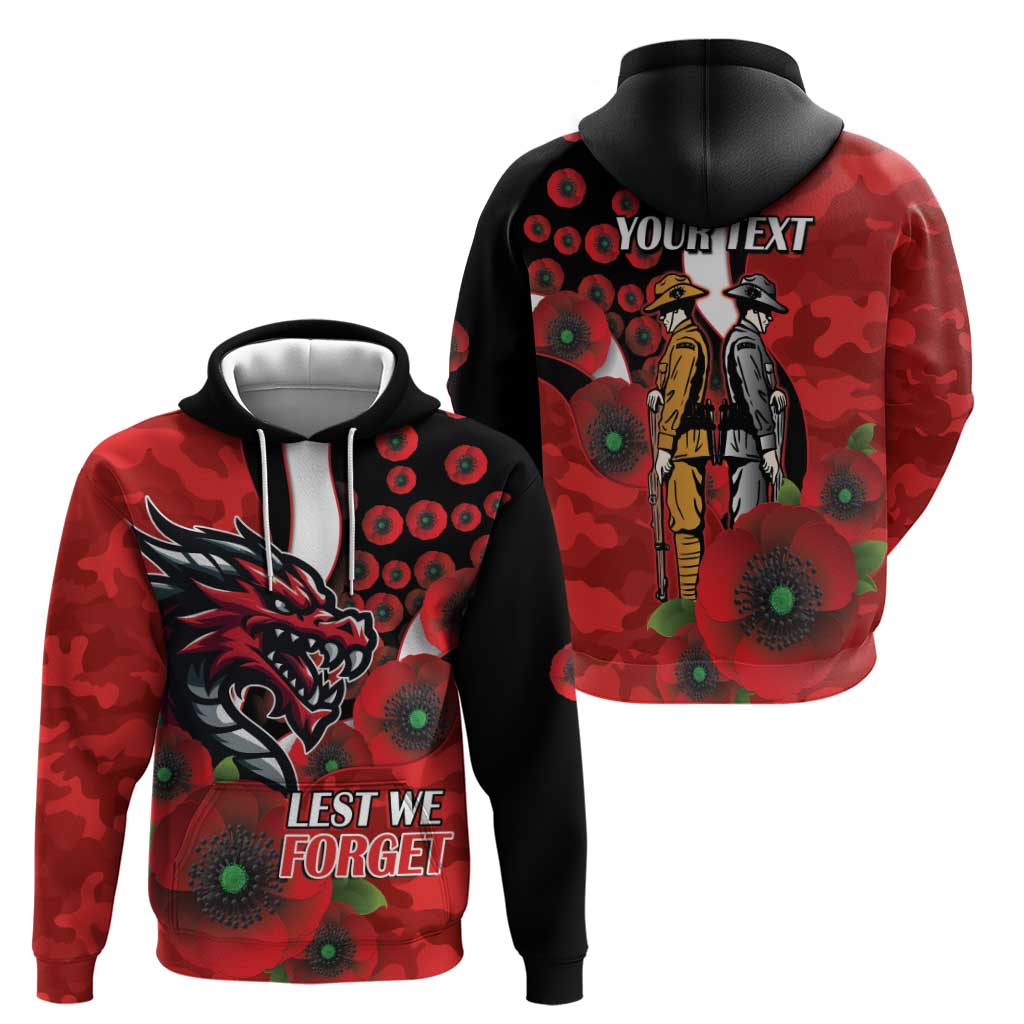 St George Illawarra Dragons ANZAC Personalised Zip Hoodie Lest We Forget Poppy Camo