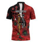 St George Illawarra Dragons ANZAC Personalised Zipper Polo Shirt Lest We Forget Poppy Camo