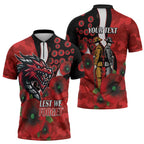 St George Illawarra Dragons ANZAC Personalised Zipper Polo Shirt Lest We Forget Poppy Camo
