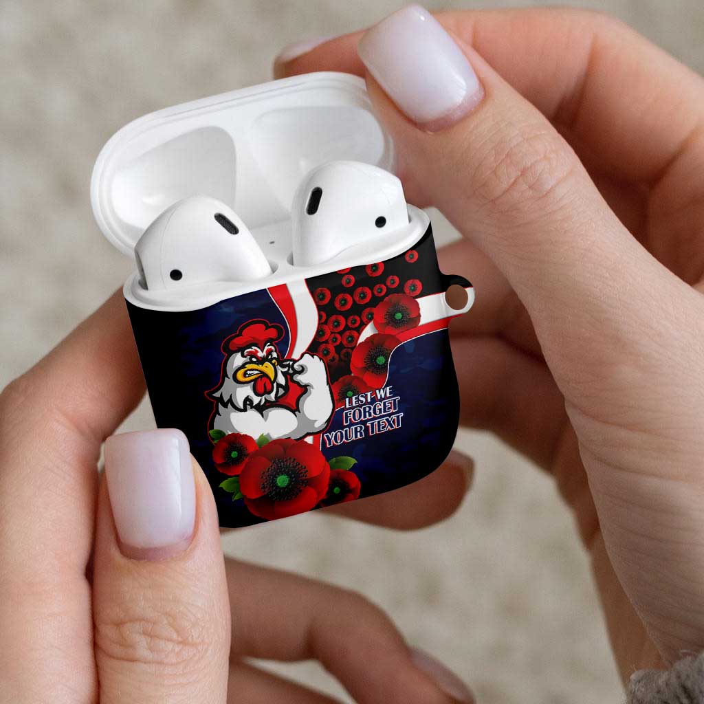 Sydney Roosters ANZAC Personalised AirPods Case Lest We Forget Poppy Camo