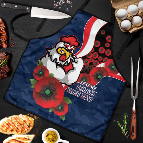 Sydney Roosters ANZAC Personalised Apron Lest We Forget Poppy Camo