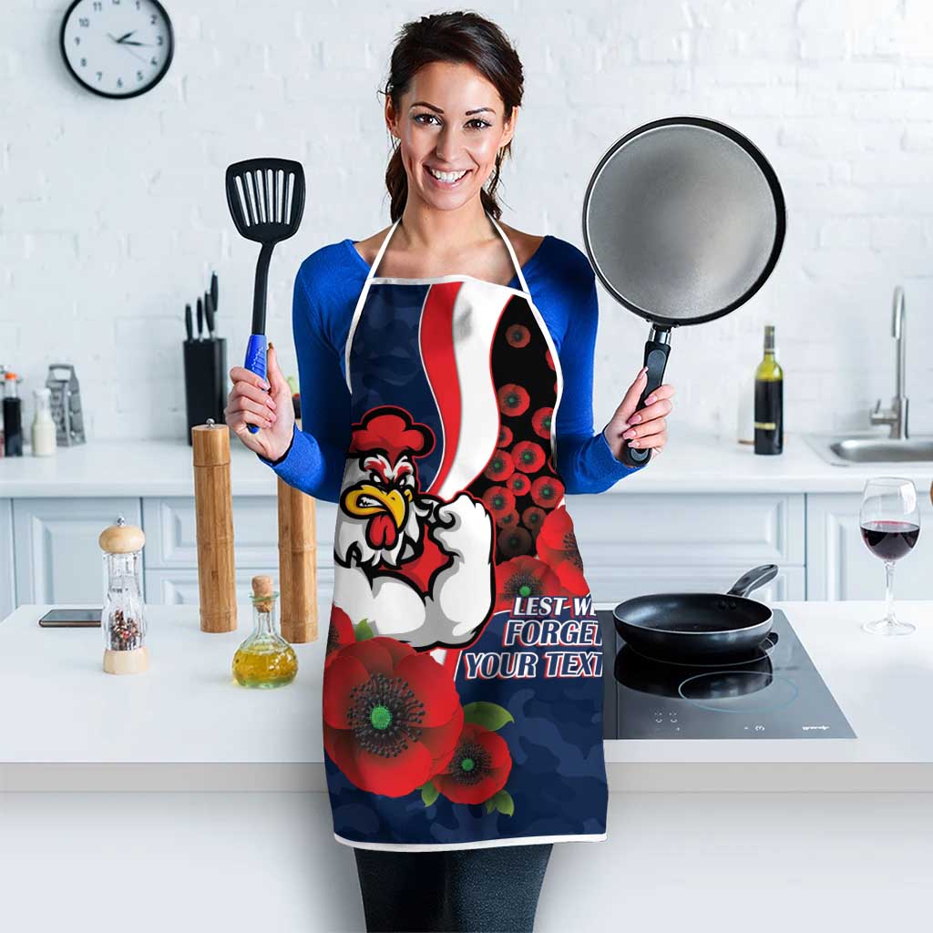 Sydney Roosters ANZAC Personalised Apron Lest We Forget Poppy Camo