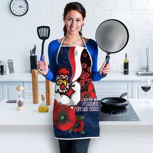 Sydney Roosters ANZAC Personalised Apron Lest We Forget Poppy Camo