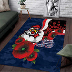 Sydney Roosters ANZAC Personalised Area Rug Lest We Forget Poppy Camo