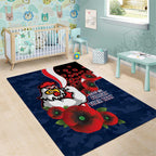 Sydney Roosters ANZAC Personalised Area Rug Lest We Forget Poppy Camo