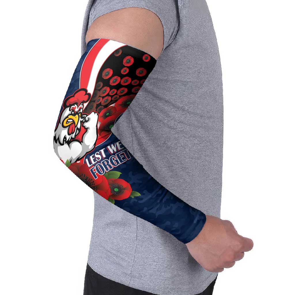 Sydney Roosters ANZAC Personalised Arm Sleeves Lest We Forget Poppy Camo
