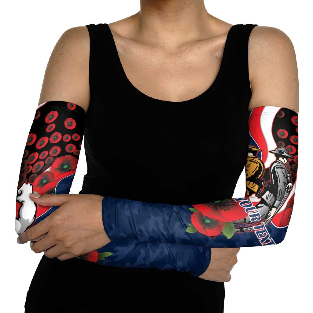 Sydney Roosters ANZAC Personalised Arm Sleeves Lest We Forget Poppy Camo