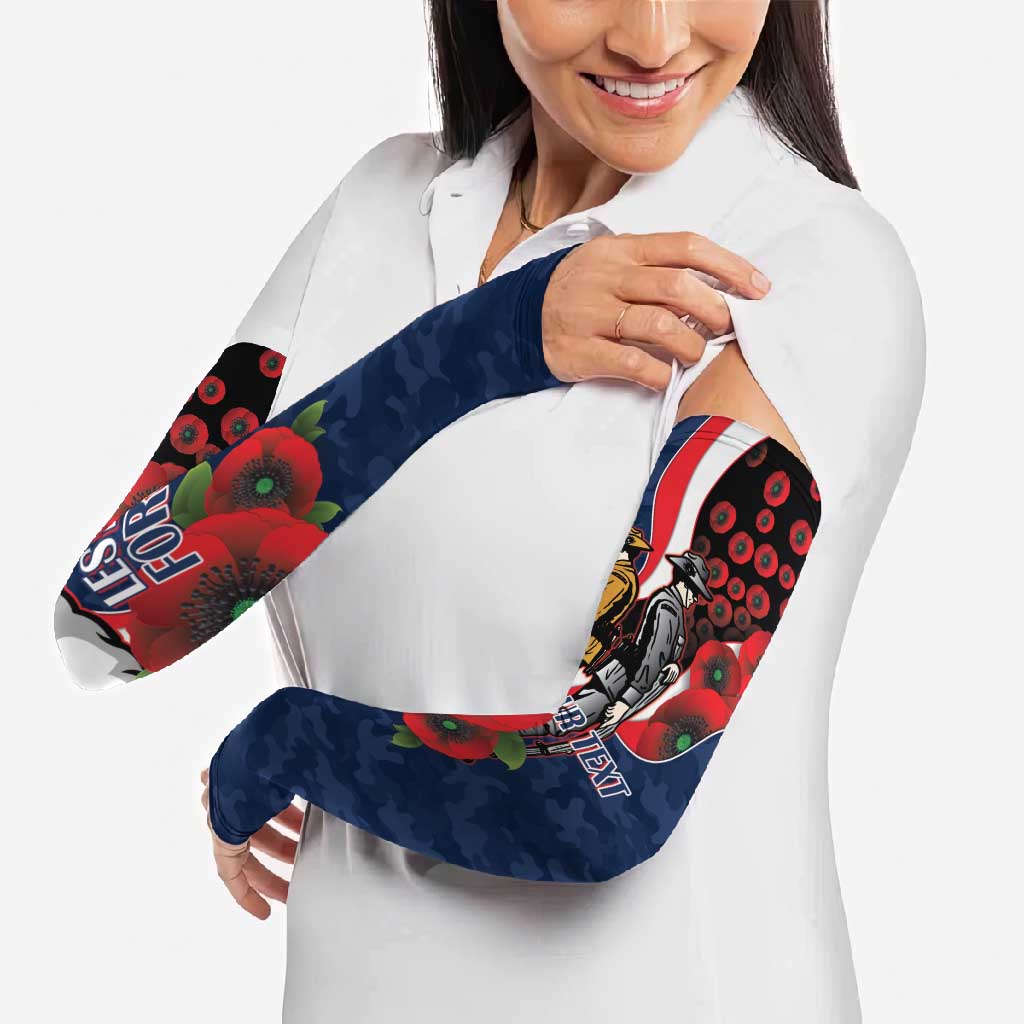 Sydney Roosters ANZAC Personalised Arm Sleeves Lest We Forget Poppy Camo