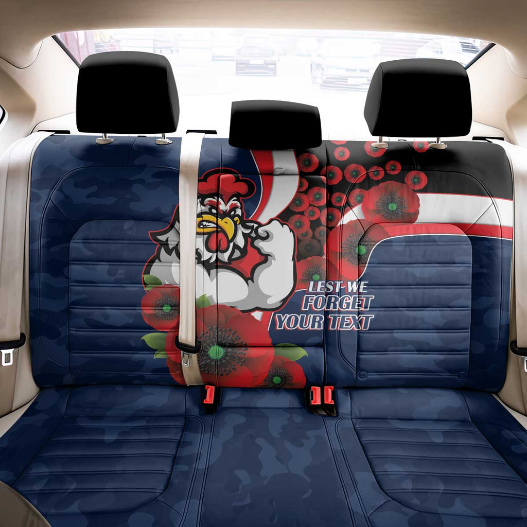 Sydney Roosters ANZAC Personalised Back Car Seat Cover Lest We Forget Poppy Camo