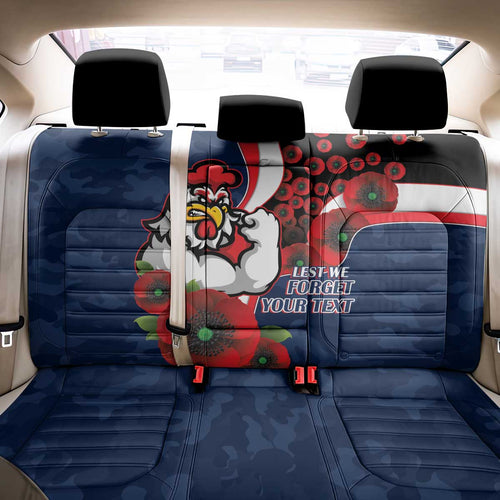 Sydney Roosters ANZAC Personalised Back Car Seat Cover Lest We Forget Poppy Camo