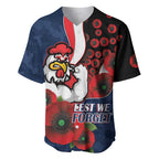 Sydney Roosters ANZAC Personalised Baseball Jersey Lest We Forget Poppy Camo
