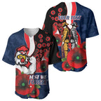 Sydney Roosters ANZAC Personalised Baseball Jersey Lest We Forget Poppy Camo