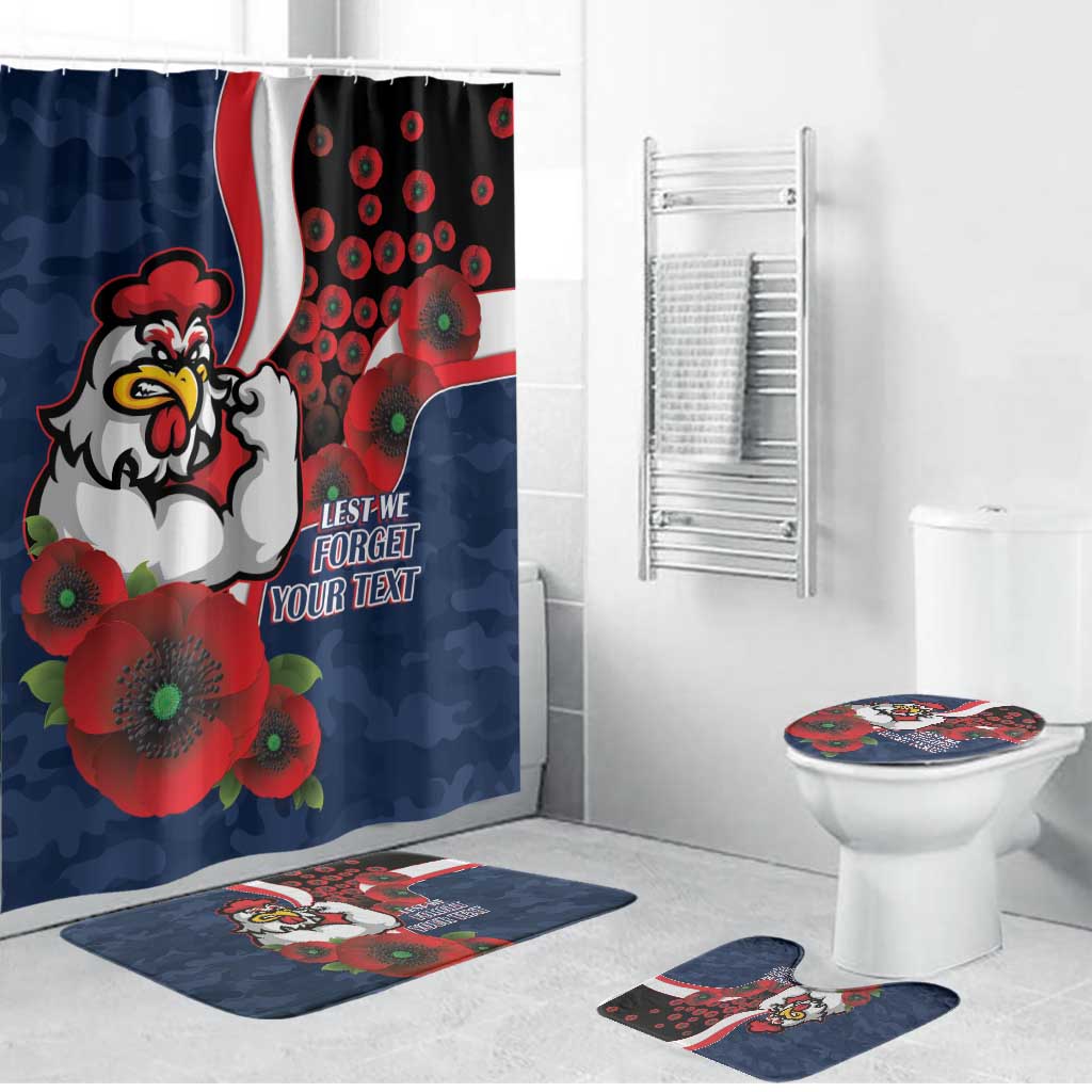 Sydney Roosters ANZAC Personalised Bathroom Set Lest We Forget Poppy Camo