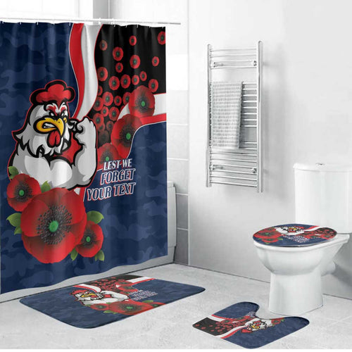 Sydney Roosters ANZAC Personalised Bathroom Set Lest We Forget Poppy Camo
