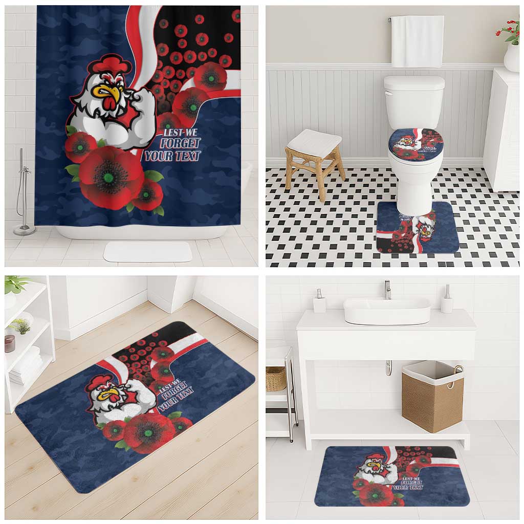 Sydney Roosters ANZAC Personalised Bathroom Set Lest We Forget Poppy Camo