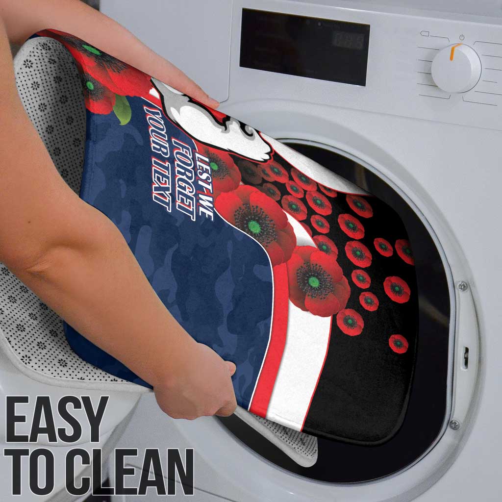 Sydney Roosters ANZAC Personalised Bathroom Set Lest We Forget Poppy Camo