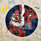 Sydney Roosters ANZAC Personalised Beach Blanket Lest We Forget Poppy Camo