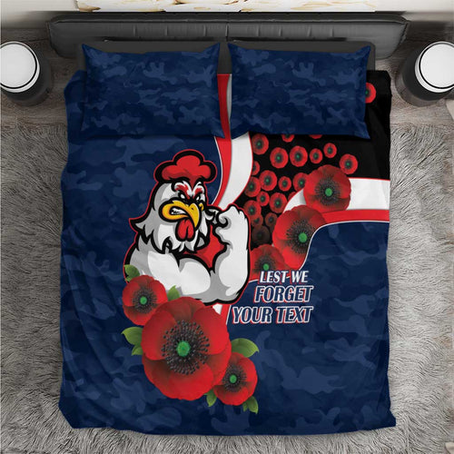 Sydney Roosters ANZAC Personalised Bedding Set Lest We Forget Poppy Camo
