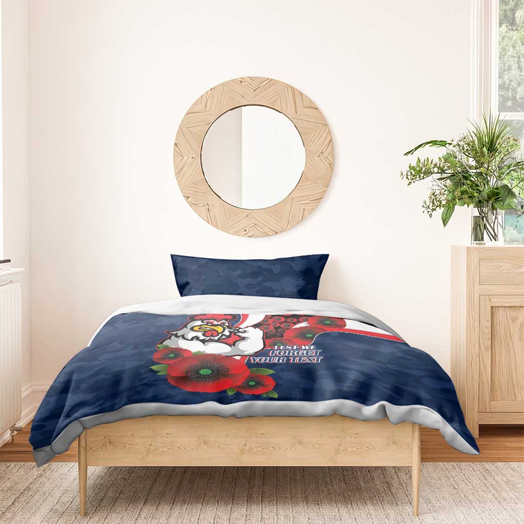 Sydney Roosters ANZAC Personalised Bedding Set Lest We Forget Poppy Camo