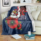 Sydney Roosters ANZAC Personalised Blanket Lest We Forget Poppy Camo