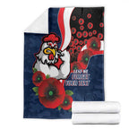 Sydney Roosters ANZAC Personalised Blanket Lest We Forget Poppy Camo