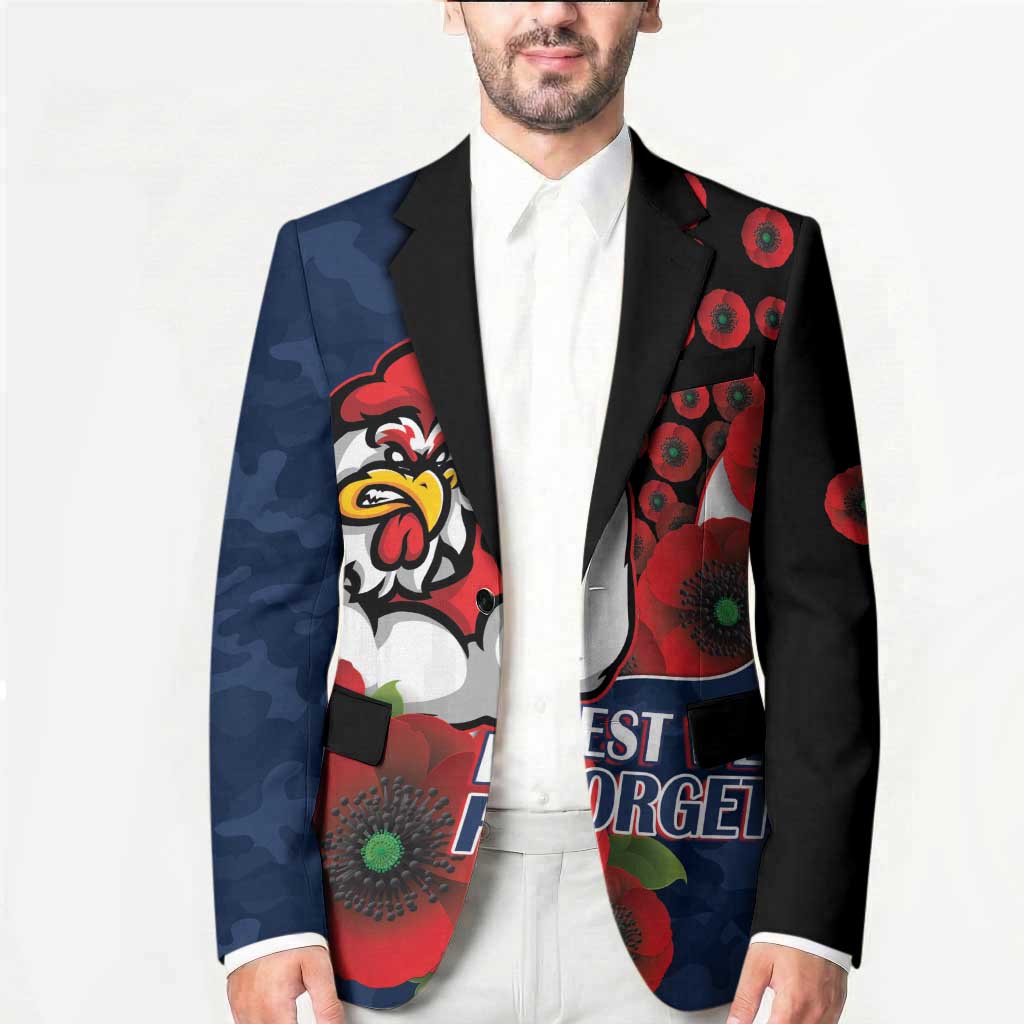 Sydney Roosters ANZAC Personalised Blazer Lest We Forget Poppy Camo