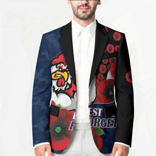 Sydney Roosters ANZAC Personalised Blazer Lest We Forget Poppy Camo