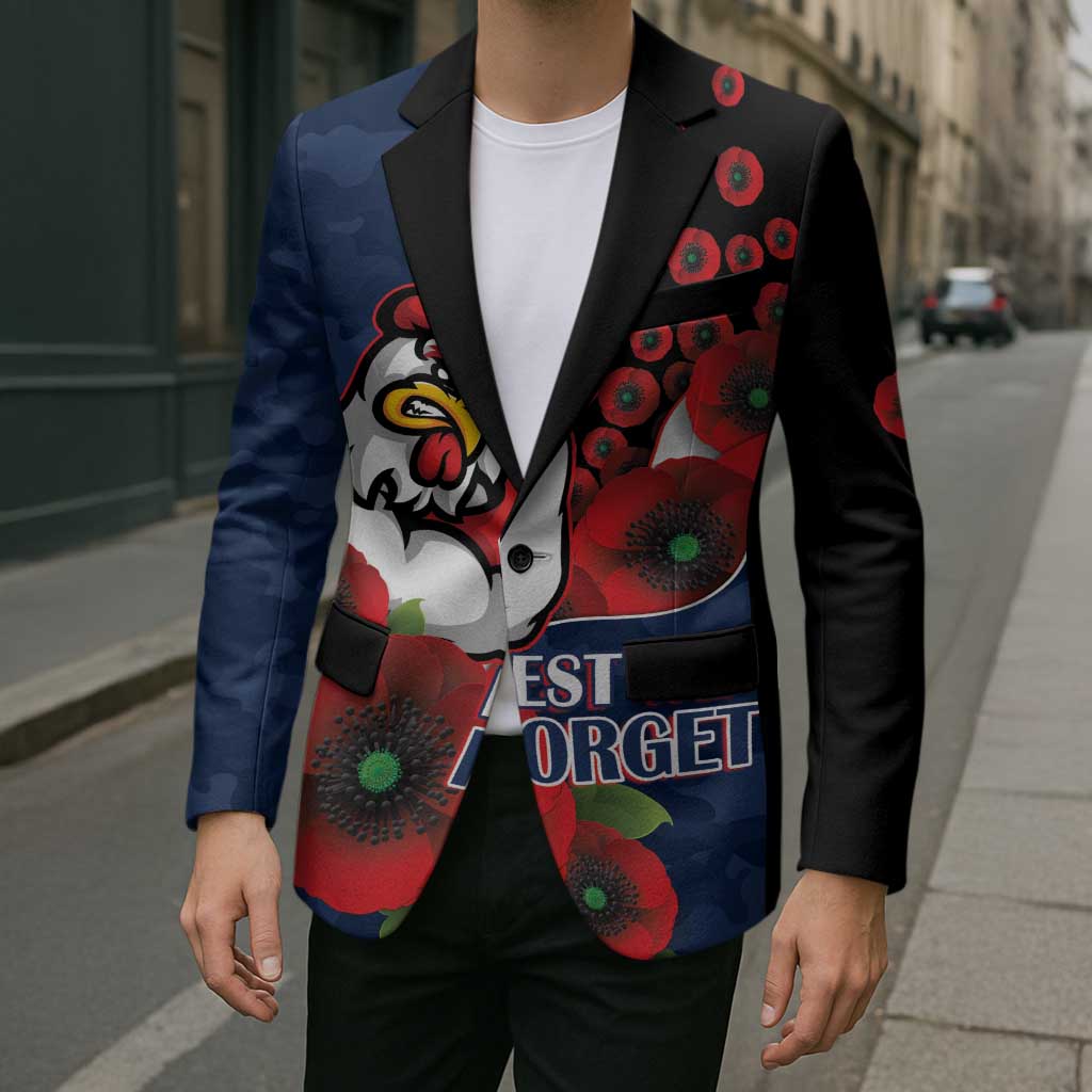 Sydney Roosters ANZAC Personalised Blazer Lest We Forget Poppy Camo