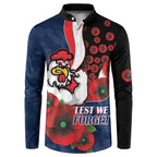 Sydney Roosters ANZAC Personalised Button Sweatshirt Lest We Forget Poppy Camo