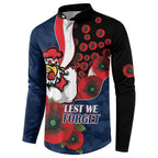 Sydney Roosters ANZAC Personalised Button Sweatshirt Lest We Forget Poppy Camo
