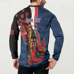 Sydney Roosters ANZAC Personalised Button Sweatshirt Lest We Forget Poppy Camo