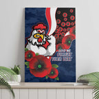 Sydney Roosters ANZAC Personalised Canvas Wall Art Lest We Forget Poppy Camo
