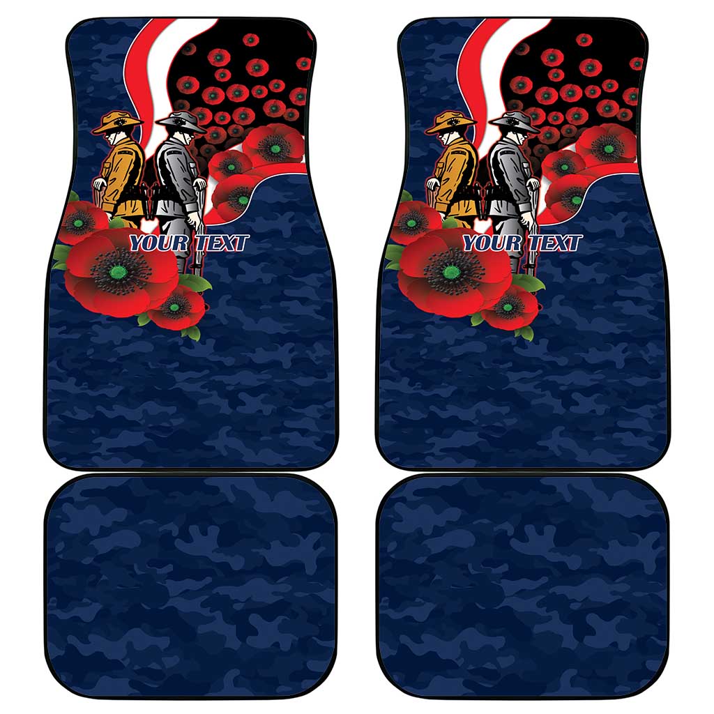 Sydney Roosters ANZAC Personalised Car Mats Lest We Forget Poppy Camo