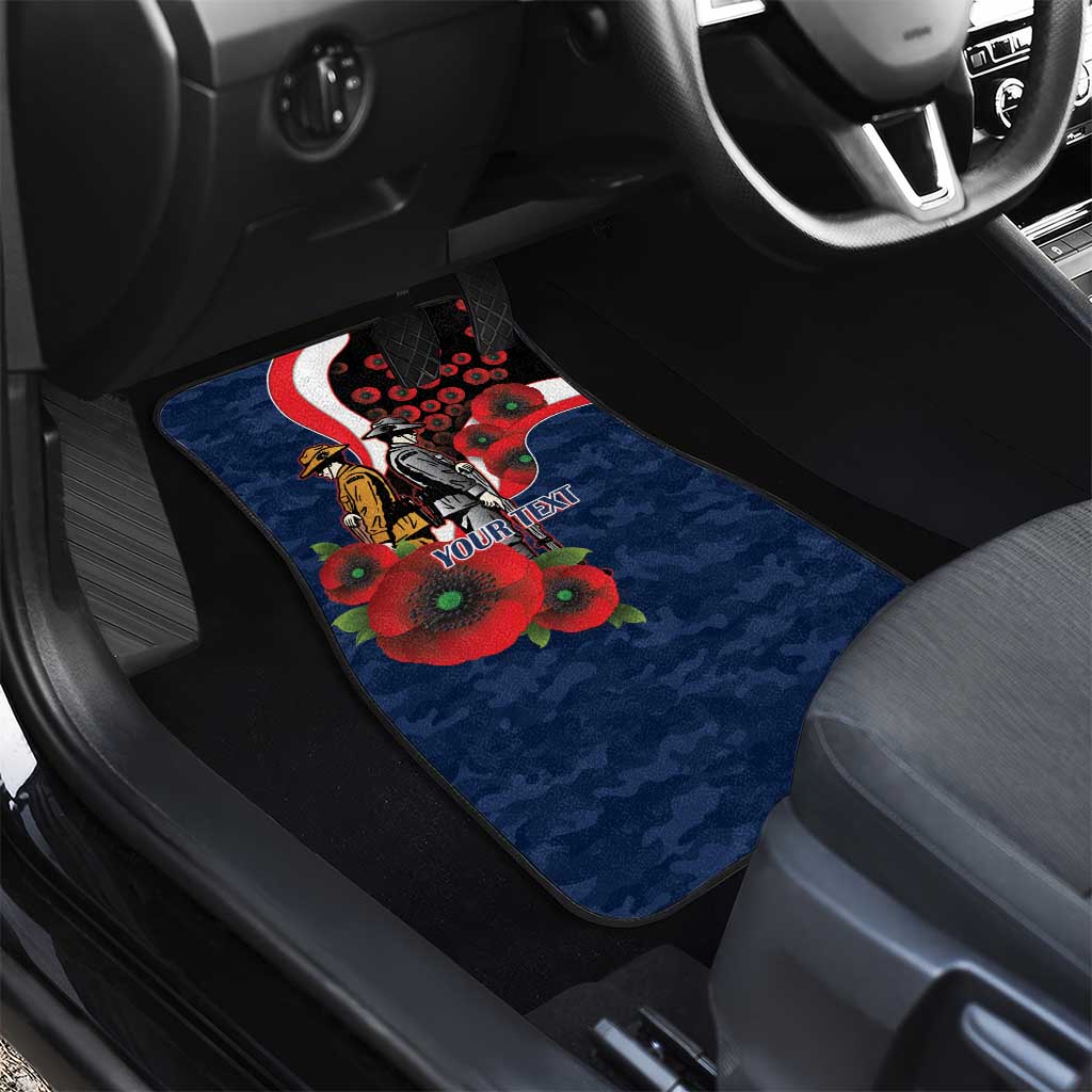 Sydney Roosters ANZAC Personalised Car Mats Lest We Forget Poppy Camo