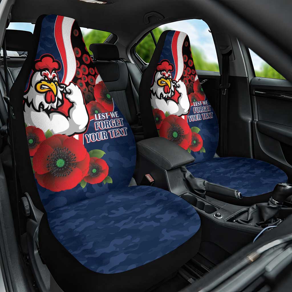 Sydney Roosters ANZAC Personalised Car Seat Cover Lest We Forget Poppy Camo