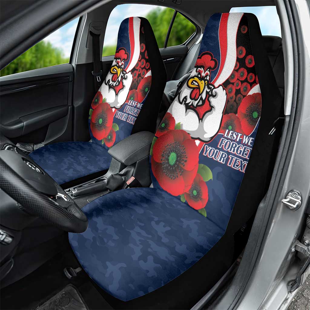 Sydney Roosters ANZAC Personalised Car Seat Cover Lest We Forget Poppy Camo