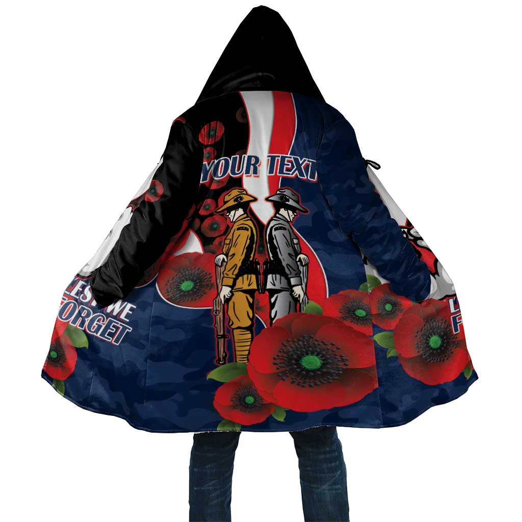 Sydney Roosters ANZAC Personalised Cloak Lest We Forget Poppy Camo