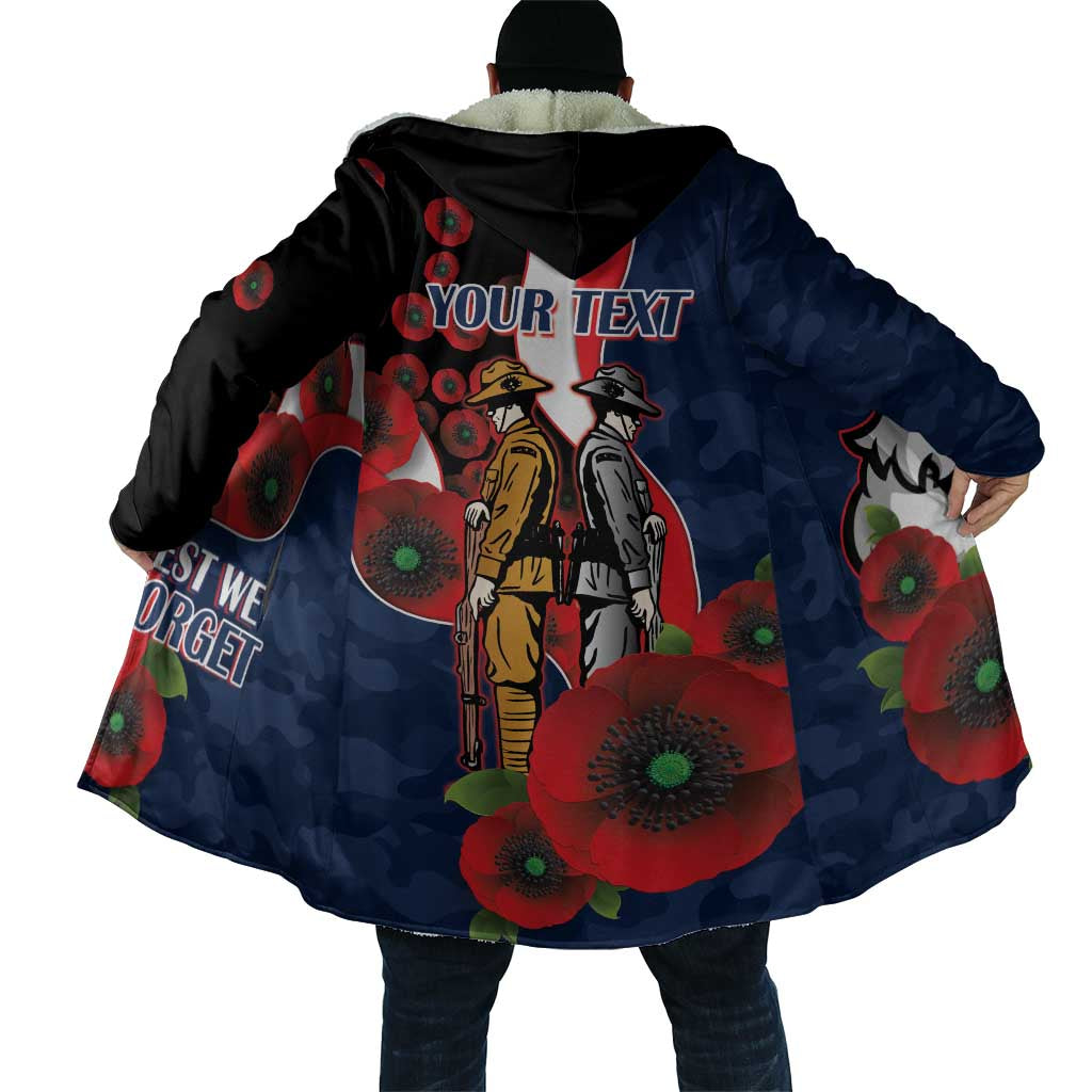 Sydney Roosters ANZAC Personalised Cloak Lest We Forget Poppy Camo