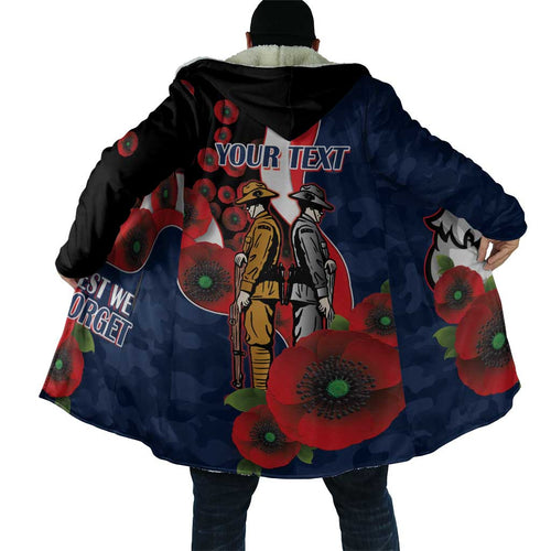 Sydney Roosters ANZAC Personalised Cloak Lest We Forget Poppy Camo