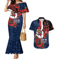 Sydney Roosters ANZAC Personalised Couples Matching Mermaid Dress and Hawaiian Shirt Lest We Forget Poppy Camo