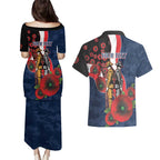 Sydney Roosters ANZAC Personalised Couples Matching Puletasi and Hawaiian Shirt Lest We Forget Poppy Camo