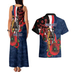 Sydney Roosters ANZAC Personalised Couples Matching Tank Maxi Dress and Hawaiian Shirt Lest We Forget Poppy Camo