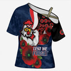 Sydney Roosters ANZAC Personalised Cross Shoulder Shirt Lest We Forget Poppy Camo
